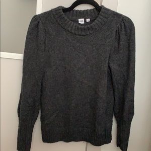 Dark Grey Puffed Shoulder Sweater